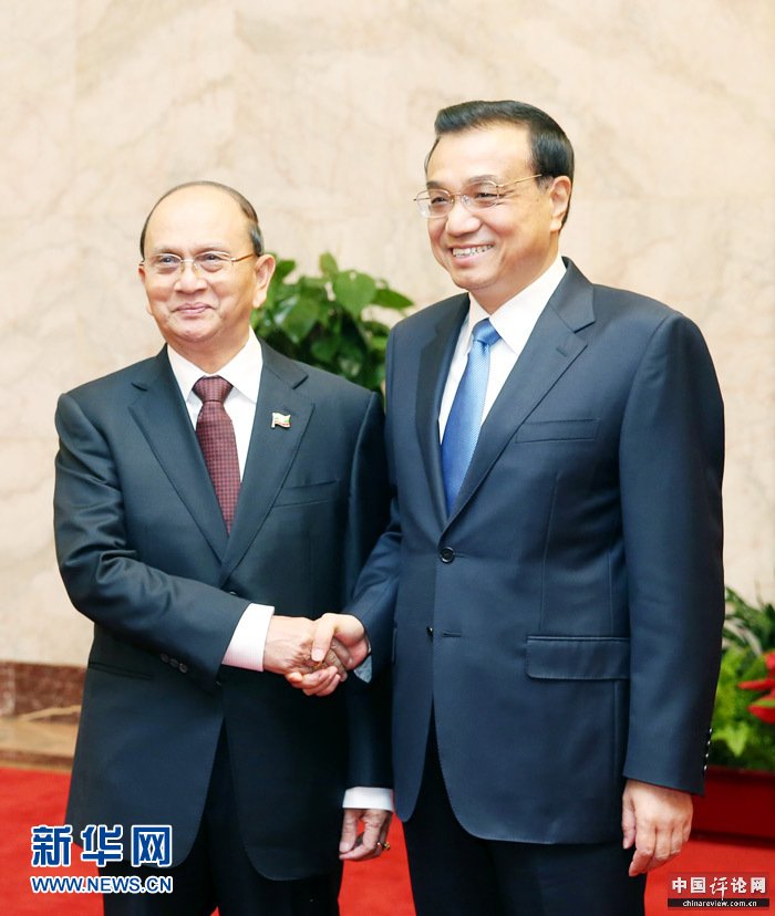 6月28日，国务院总理李克强在北京人民大会堂会见缅甸总统吴登盛。新华社记者 姚大伟 摄
