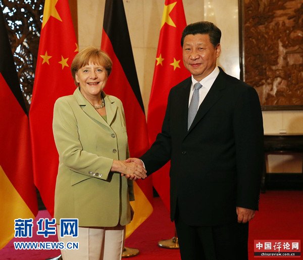 7月7日，国家主席习近平在北京钓鱼台国宾馆会见德国总理默克尔。新华社记者 刘卫兵 摄 