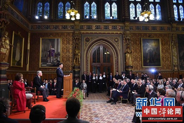 10月20日，国家主席习近平在英国议会发表讲话。 新华社记者 张铎摄 