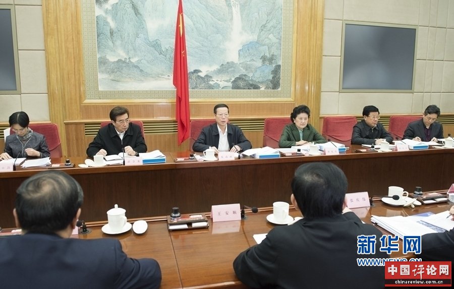 11月24日，中共中央政治局常委、国务院副总理、第24届冬奥会工作领导小组组长张高丽在北京中南海主持召开第24届冬奥会工作领导小组第一次全体会议并讲话。新华社记者 王晔 摄 