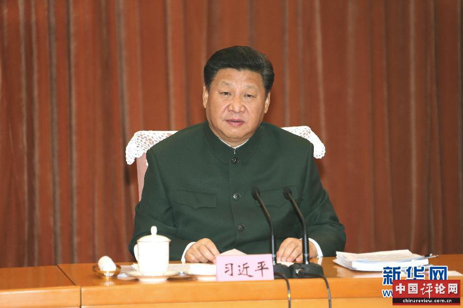 1月11日，中共中央总书记、国家主席、中央军委主席习近平在北京接见调整组建后的军委机关各部门负责同志，代表党中央和中央军委，对新的军委机关成立表示热烈祝贺。这是习近平发表重要讲话。新华社记者李刚摄