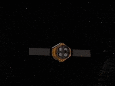 ▲火星探测器着陆动画示意。来源：央视新闻