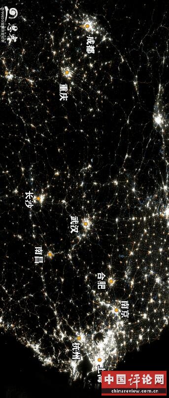 ▲长江经济带夜光图