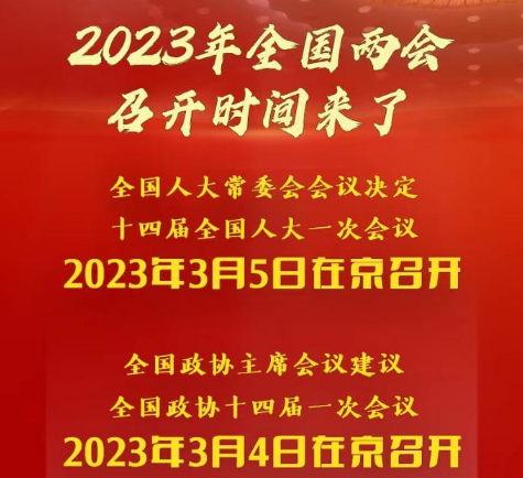 2023年全国两会召开时间来了